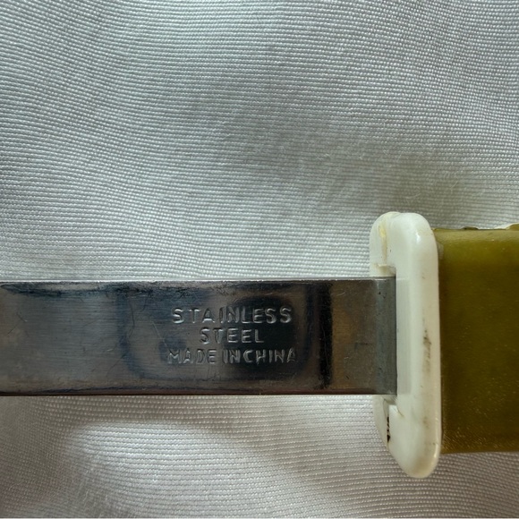 Vintage Stainless Steel Slotted Spatula Green handle - Picture 2 of 3